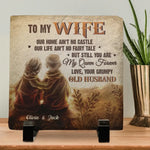My Wife Is My Queen Forever - Couple Personalized Custom Square Shaped Stone With Stand - Gift For Wife, Husband