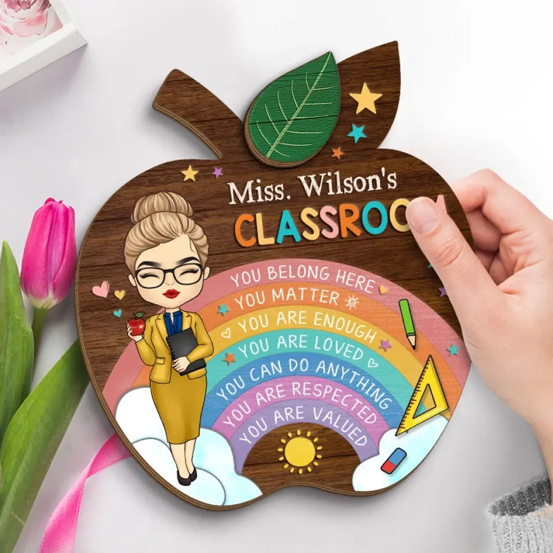 Welcome To My Classroom - Teacher Personalized Custom 2-Layered Wooden Plaque With Stand - Gift For Teacher