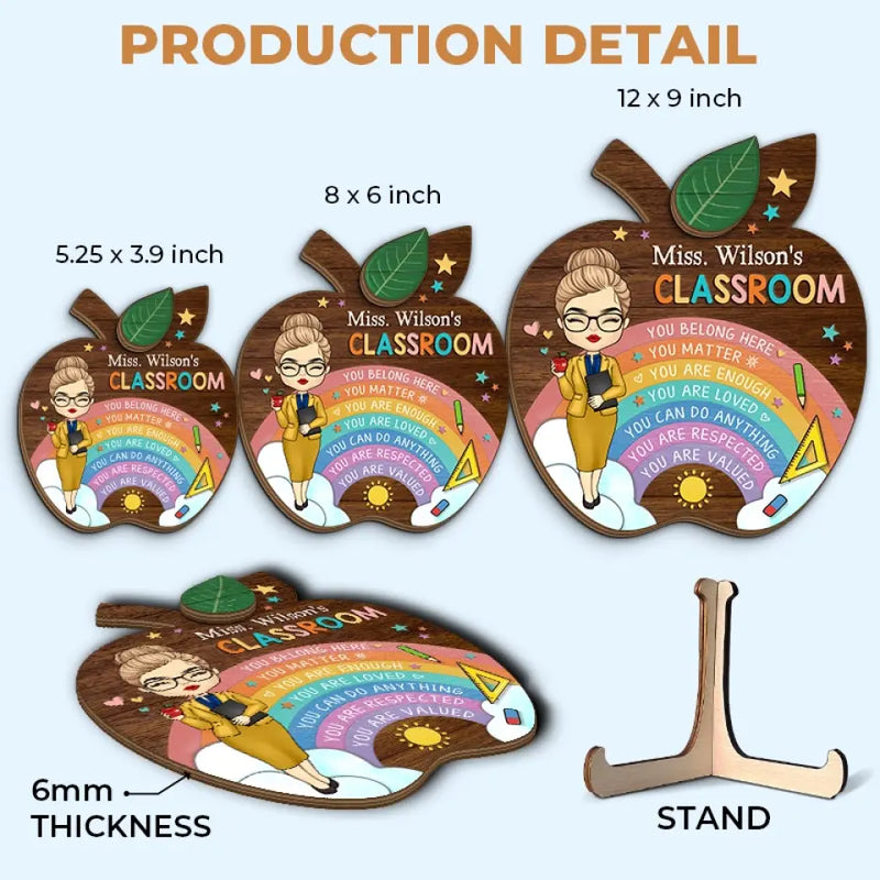 Welcome To My Classroom - Teacher Personalized Custom 2-Layered Wooden Plaque With Stand - Gift For Teacher