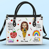 Thank You For Helping Me Shine - Teacher Personalized Custom Leather Handbag - Gift For Teacher