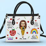 Thank You For Helping Me Shine - Teacher Personalized Custom Leather Handbag - Gift For Teacher