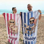 Sunsets And Soulmates - Couple Personalized Custom Beach Towel - Summer Vacation Gift For Husband, Wife, Couple