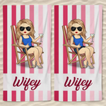 Sunsets And Soulmates - Couple Personalized Custom Beach Towel - Summer Vacation Gift For Husband, Wife, Couple