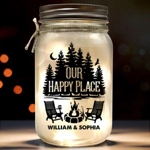 Life Is Better Around The Campfire - Camping Personalized Custom Mason Jar Light - Gift For Couple, Husband Wife, Camping Lovers