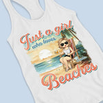 Custom Name Beach Lover Gifts for Women - Personalized Racer Back Tank Top