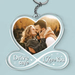 Custom Photo Love Is A Road Trip With You - Couple Personalized Custom Shaped Acrylic Keychain - Gift For Husband, Wife, Couple