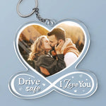 Custom Photo Love Is A Road Trip With You - Couple Personalized Custom Shaped Acrylic Keychain - Gift For Husband, Wife, Couple