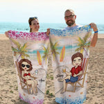Hold My Hand, And I Will Go Anywhere With You - Couple Personalized Custom Beach Towel - Summer Vacation Gift For Husband, Wife, Couple