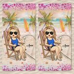 Hold My Hand, And I Will Go Anywhere With You - Couple Personalized Custom Beach Towel - Summer Vacation Gift For Husband, Wife, Couple