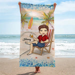 Hold My Hand, And I Will Go Anywhere With You - Couple Personalized Custom Beach Towel - Summer Vacation Gift For Husband, Wife, Couple