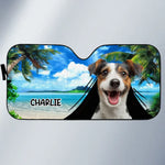 Custom Photo Pets Are The Heartbeat At Our Feet - Dog & Cat Personalized Custom Auto Windshield Sunshade, Car Window Protector - Summer Vacation Gift For Dog Lovers, Pet Owners