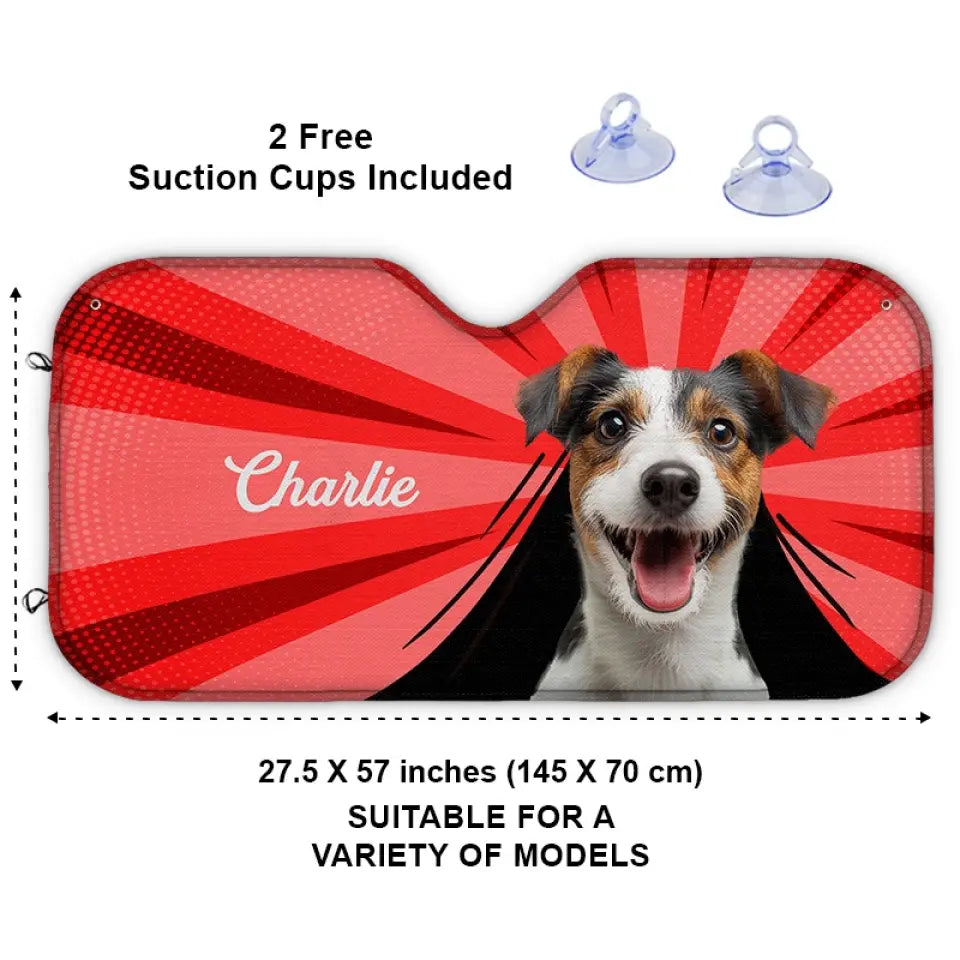 Custom Photo I Can Feel The Heat Of This Summer - Dog & Cat Personalized Custom Auto Windshield Sunshade, Car Window Protector - Summer Vacation Gift For Pet Owners, Pet Lovers