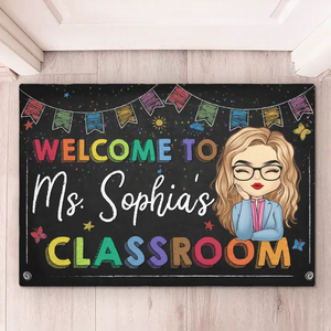 In Our Classroom We Listen, Learn, & Laugh - Teacher Personalized Custom Home Decor Decorative Mat - House Warming Gift For Teacher