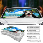Custom Photo Pets Are The Heartbeat At Our Feet - Dog & Cat Personalized Custom Auto Windshield Sunshade, Car Window Protector - Summer Vacation Gift For Dog Lovers, Pet Owners