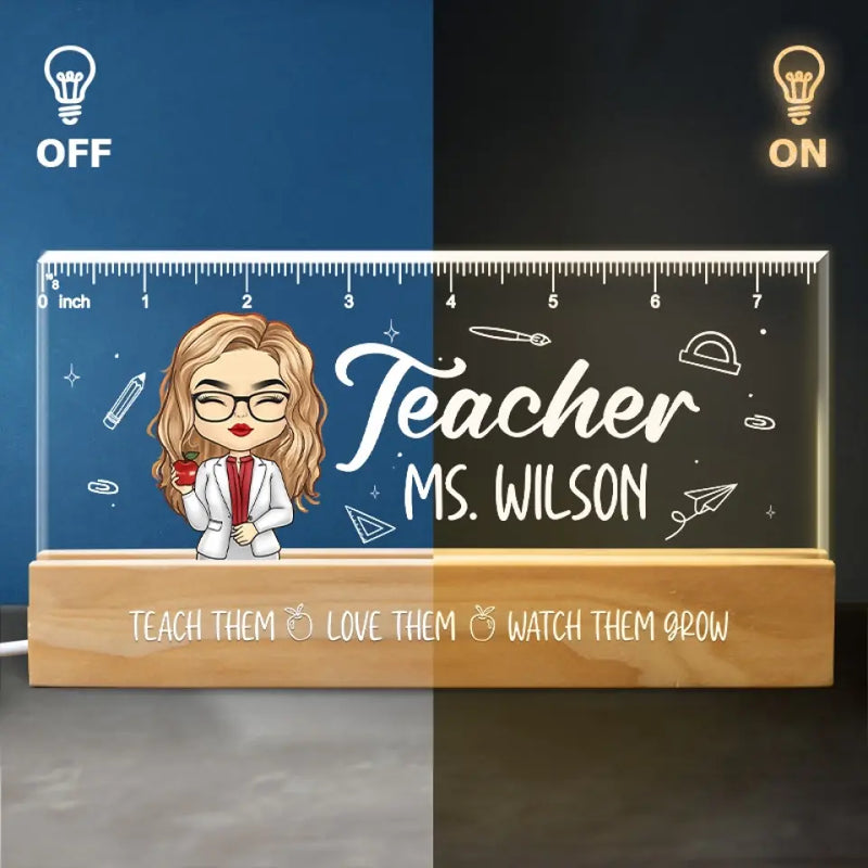 Fueling The Future's Engine - Teacher Personalized Custom Acrylic Letters 3D LED Night Light - Gift For Teacher