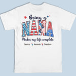 Mom Makes My Life Complete - Family Personalized Custom Back And Front Printed Unisex T-shirt - Gift For Grandma