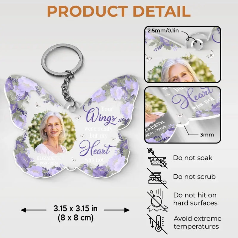 Custom Photo Cherished Memories - Memorial Personalized Custom Shaped Acrylic Keychain - Sympathy Gift For Family Members