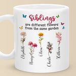 Different Flowers From The Same Garden - Family Personalized Custom Mug - Gift For Family Members, Siblings, Brothers, Sisters