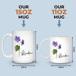 Custom Name Purple Violet Flower Gift - Personalized Mugs