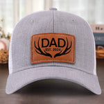 Love Begins And Ends With A Dad - Family Leather Patch Hat - Gift For Dad