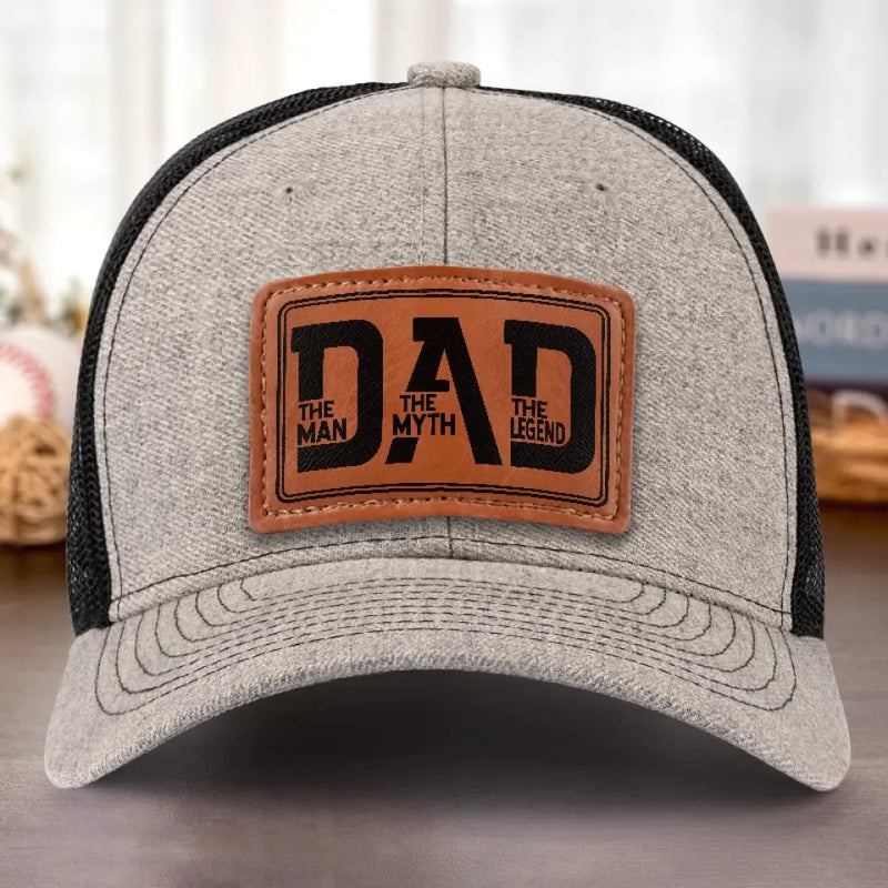 A Father’s Love Is Eternal - Family Leather Patch Hat - Gift For Dad