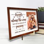 Custom Photo It's The Friends We Meet Along The Way - Bestie Personalized Custom 2-Layered Wooden Plaque With Stand - Gift For Best Friends, BFF