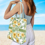Custom Name Tropical Hibiscus Beach Gifts - Personalized Beach Bag