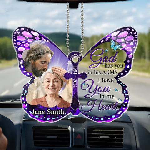 Custom Photo Memorial Butterfly Keepsake - Personalized Car Ornament
