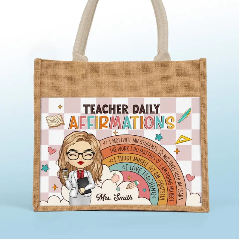 Fueling The Future's Engine - Teacher Personalized Custom Tote Gift Bags, Jute Tote Bags, Beach Bags - Gift For Teacher