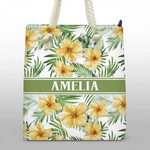 Custom Name Tropical Hibiscus Beach Gifts - Personalized Beach Bag