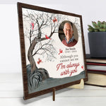 Custom Photo My Heart Is Forever Entwined With Yours - Memorial Personalized Custom 2-Layered Wooden Plaque With Stand - Sympathy Gift For Family