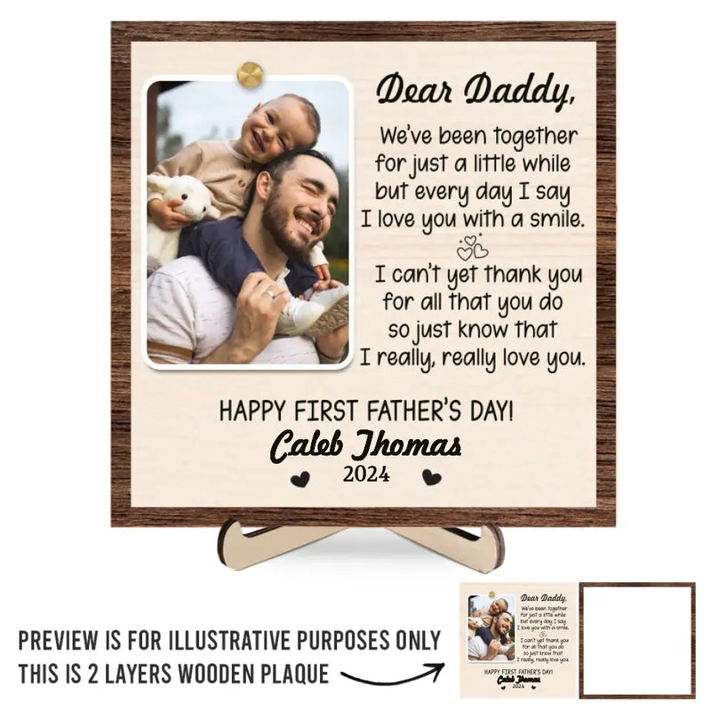 Custom Photo I'm So Blessed To Have A Dad Like You - Family Personalized Custom 2-Layered Wooden Plaque With Stand - Gift For Dad