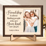 Custom Photo Friends Make The World Beautiful - Bestie Personalized Custom 2-Layered Wooden Plaque With Stand - Gift For Best Friends, BFF