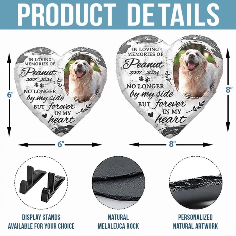 Custom Photo You Leave Pawprints In Our Hearts - Memorial Personalized Custom Heart Shaped Memorial Stone - Sympathy Gift For Pet Owners, Pet Lovers