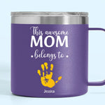 These Hands Hold Your Heart Forever - Family Personalized Custom 14oz Stainless Steel Tumbler With Handle - Gift For Mom
