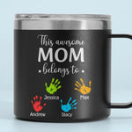 These Hands Hold Your Heart Forever - Family Personalized Custom 14oz Stainless Steel Tumbler With Handle - Gift For Mom