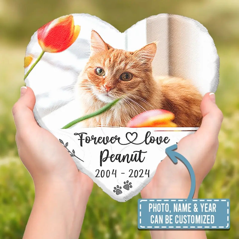 Custom Photo Things End, But Memories Last Forever - Memorial Personalized Custom Heart Shaped Memorial Stone - Sympathy Gift For Pet Owners, Pet Lovers