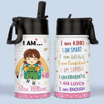 Custom Name Girl Affirmation Gifts for Kids - Personalized Kid Water Bottle