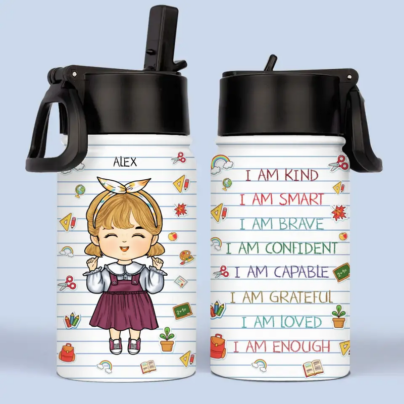 I Am Loved - Personalized Custom Kid Water Bottle - Back To School Gift For Kid, Grandkid