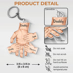 Our Fingers Intertwined, Forever Connected - Family Personalized Custom Shaped Acrylic Keychain - Gift For Dad, Grandpa