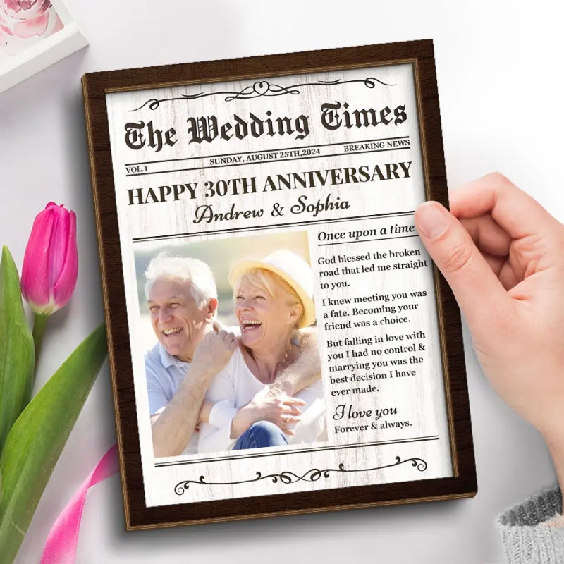 Custom Photo Falling In Love All Over Again - Couple Personalized Custom 2-Layered Wooden Plaque With Stand - Gift For Husband Wife, Anniversary