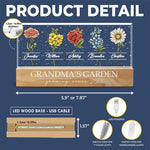 Custom Name Grandma's Garden Family Gifts - Personalized Acrylic Letters Night Light
