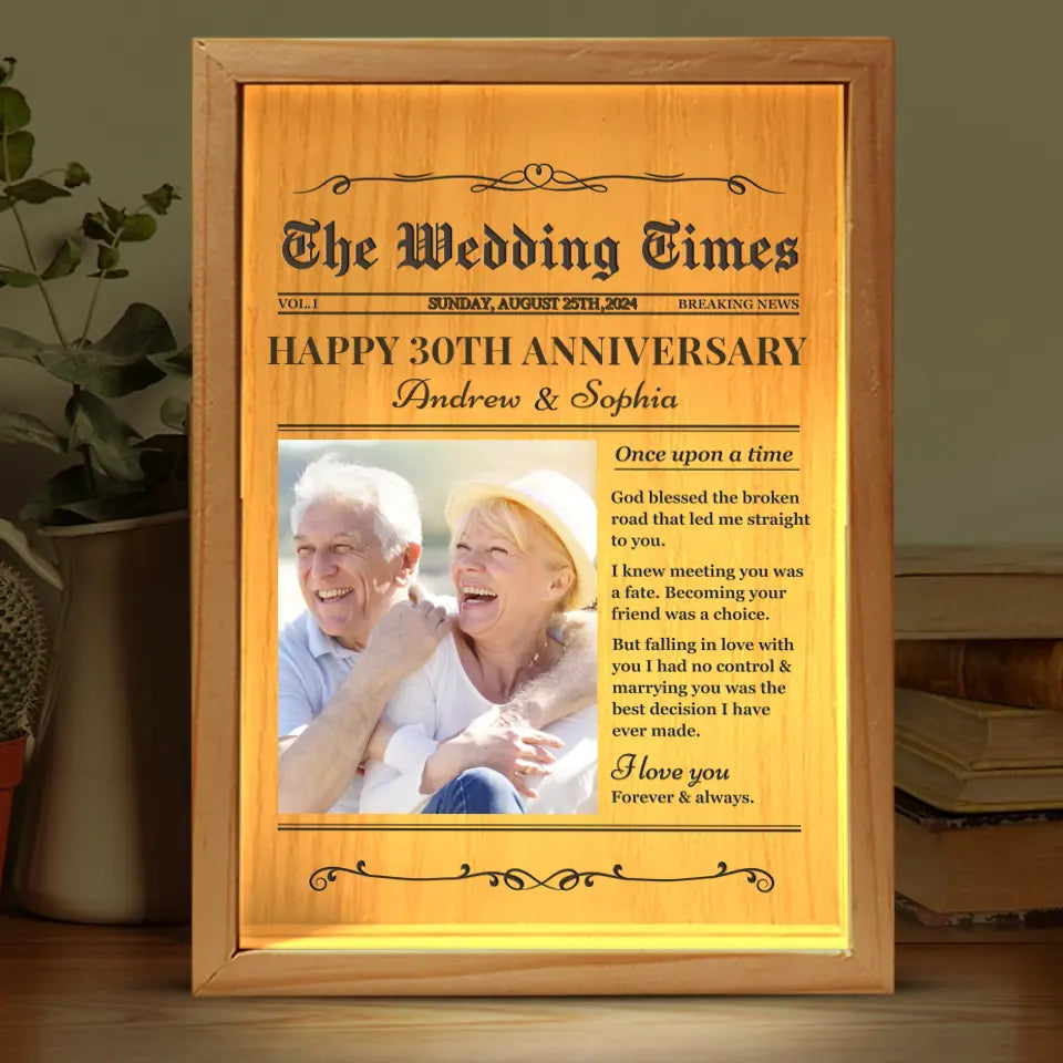 Photo personnalisée « Nous sommes plus vivants quand nous sommes amoureux » - Cadre photo personnalisé pour couple, boîte lumineuse - Cadeau pour mari et femme, anniversaire