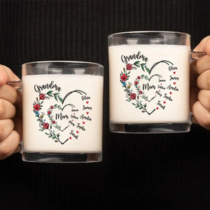 First Mom Now Grandma - Family Personalized Custom Glass Mug - Gift For Mom, Grandma