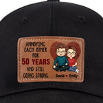 Loving You Is The Most Precious Adventure I Know - Couple Personalized Custom Leather Patch Hat - Gift For Husband Wife, Anniversary
