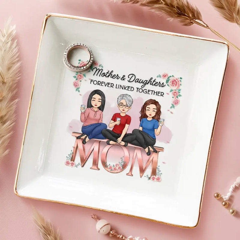A Mother's Treasure Is Her Daughter - Family Personalized Custom Jewelry Dish - Gift For Mom, Daughter