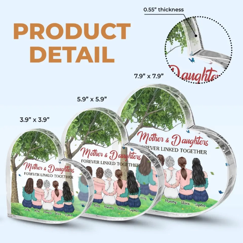 Aestas Mom Heart Plaque - 8x4.8 Inch Acrylic Sentimental Gift For Mom, Daughter, Family, Decorative Sign