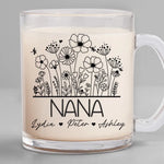 Bloom In A Grandmother's Boundless Affection - Family Personalized Custom Glass Mug - Gift For Mom, Grandma