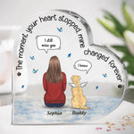 Beautiful Memories Silently Kept - Memorial Personalized Custom Heart Shaped Acrylic Plaque - Sympathy Gift For Dog Lovers