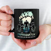Dad By Nature, Bigfoot By Legend - Family Personalized Custom Black Mug - Gift For Dad, Grandpa